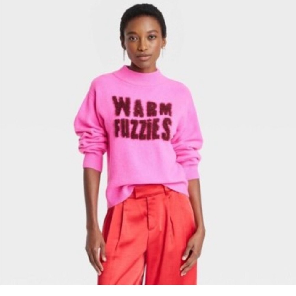 A New Day “WARM FUZZIES” Graphic Hot Pink Sweater NWT Size Snall